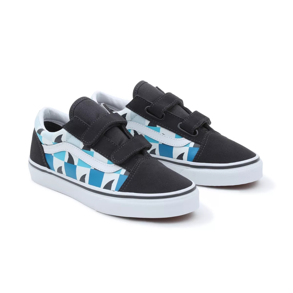 Vans Glow Checkerboard Sharks Old Skool Kardborreband Skor Svarta | VN963K2KC46