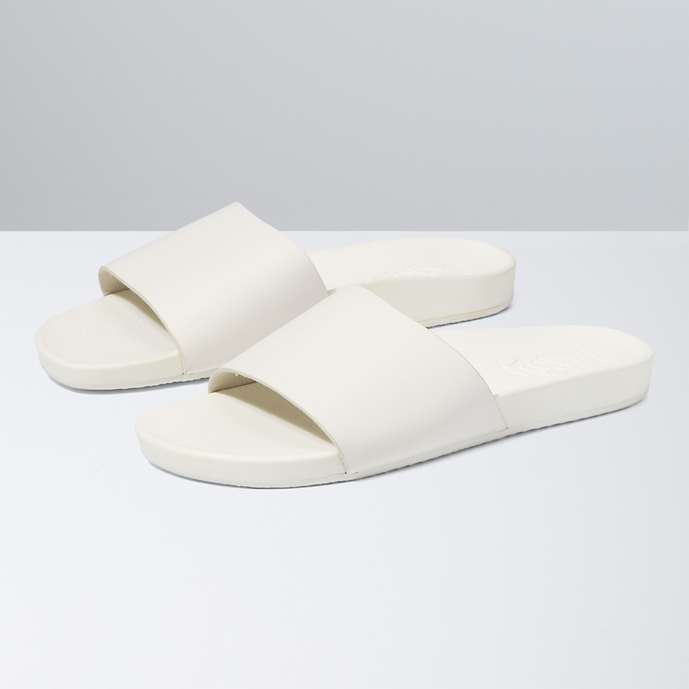 Vans Läder Decon Badtofflor Vita | VN853W3IC18