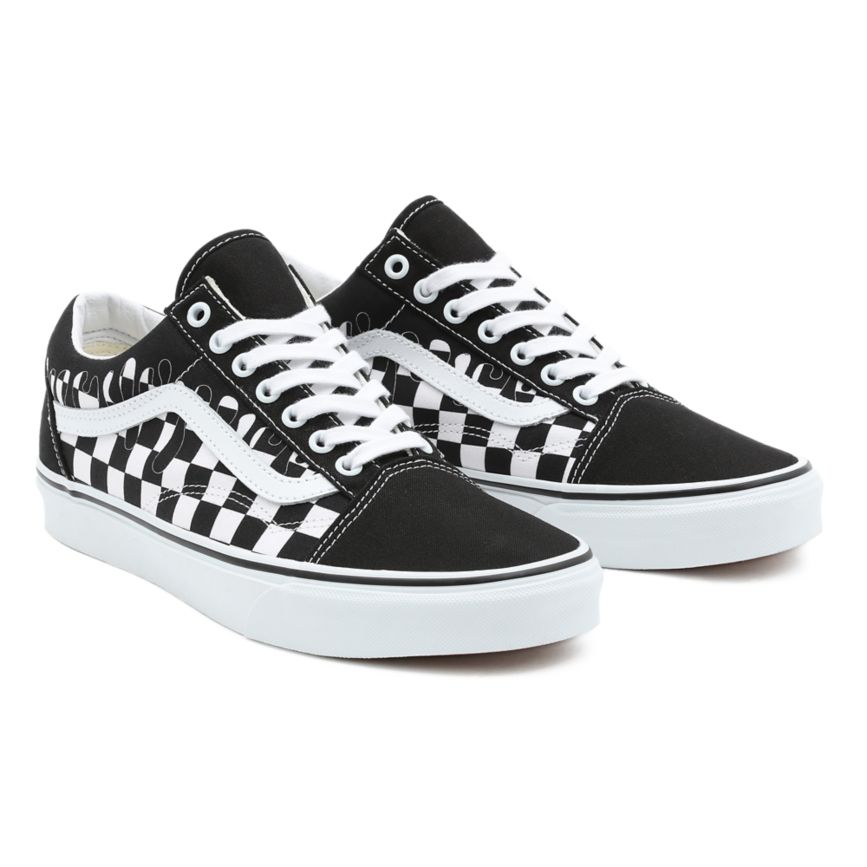 Vans Paint Drip Checkerboard Old Skool Skor Svarta | VN128M7MH14
